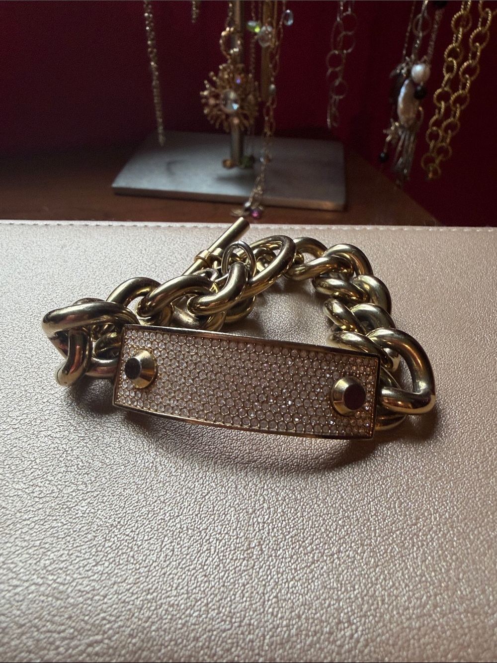 Michael Kors Gold Pavé ID Chain Bracelet for Women